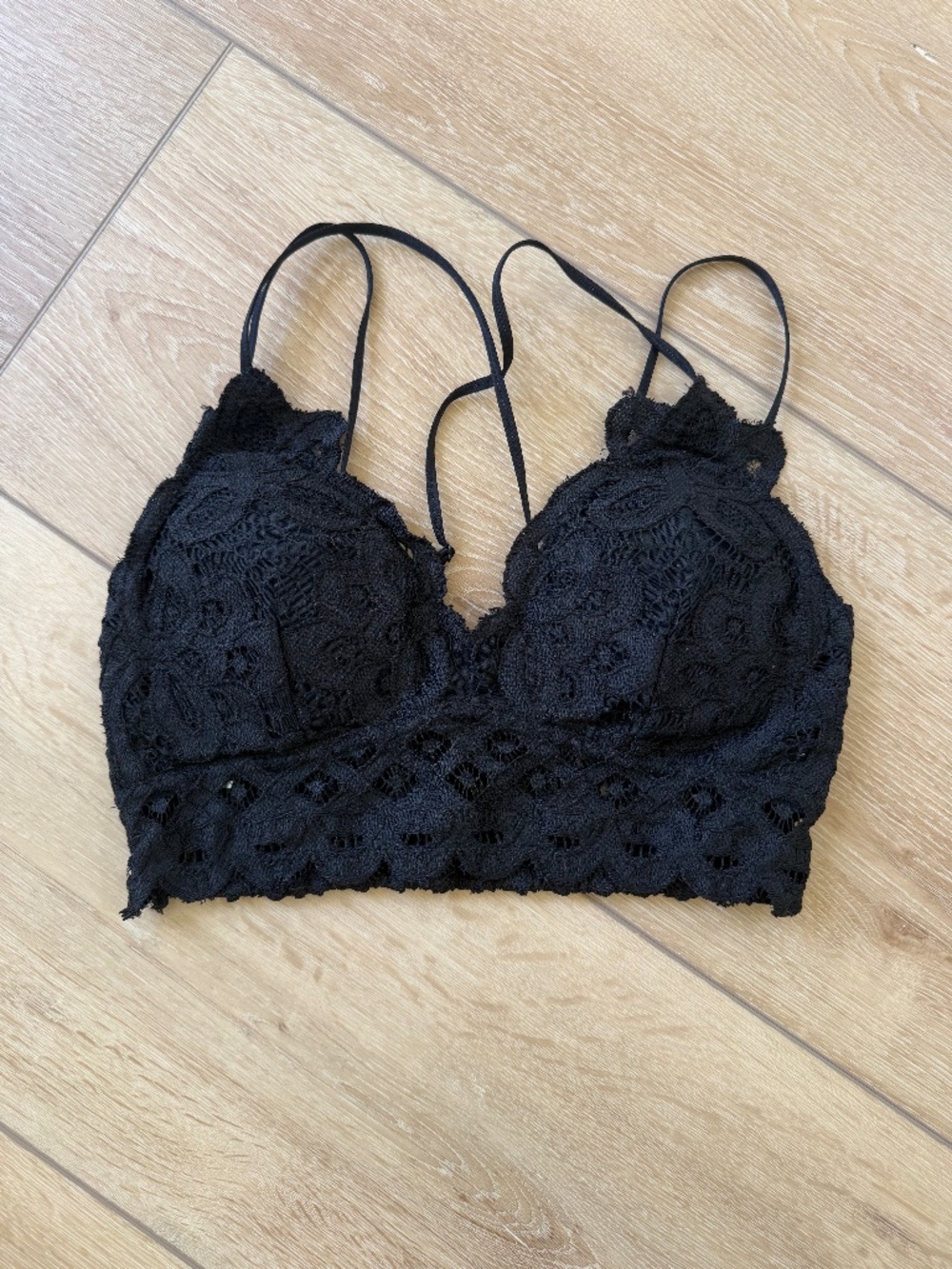 Wishlist Black Lace Pattern Bralette with Adjustable Straps